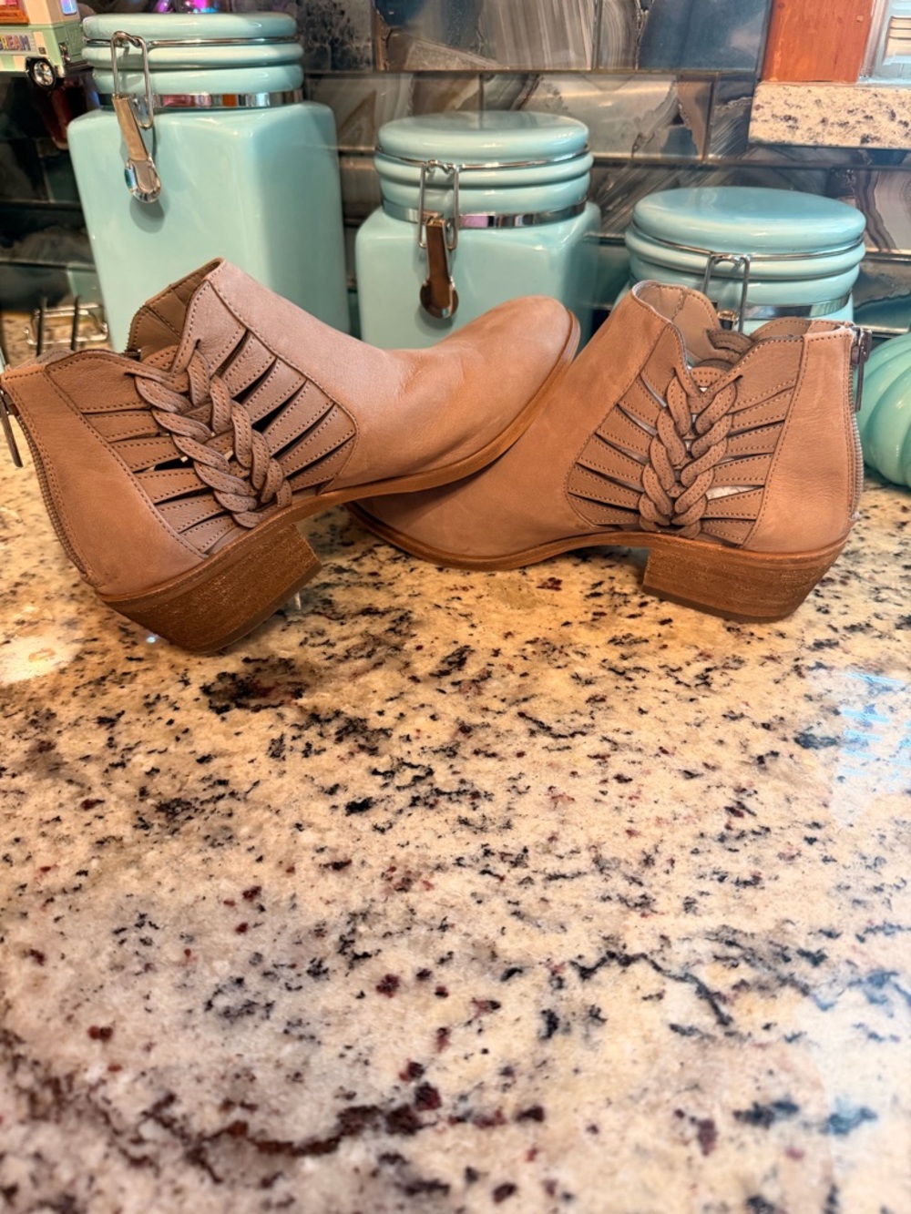Soda Taupe Braided Side-Cut Vince Camuto Ankle Booties
